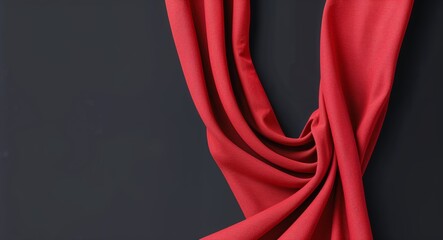 red fabric abstract cartoon on plain dark black background illustration