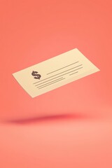 A Floating Envelope Depicting a Financial Transaction Concept