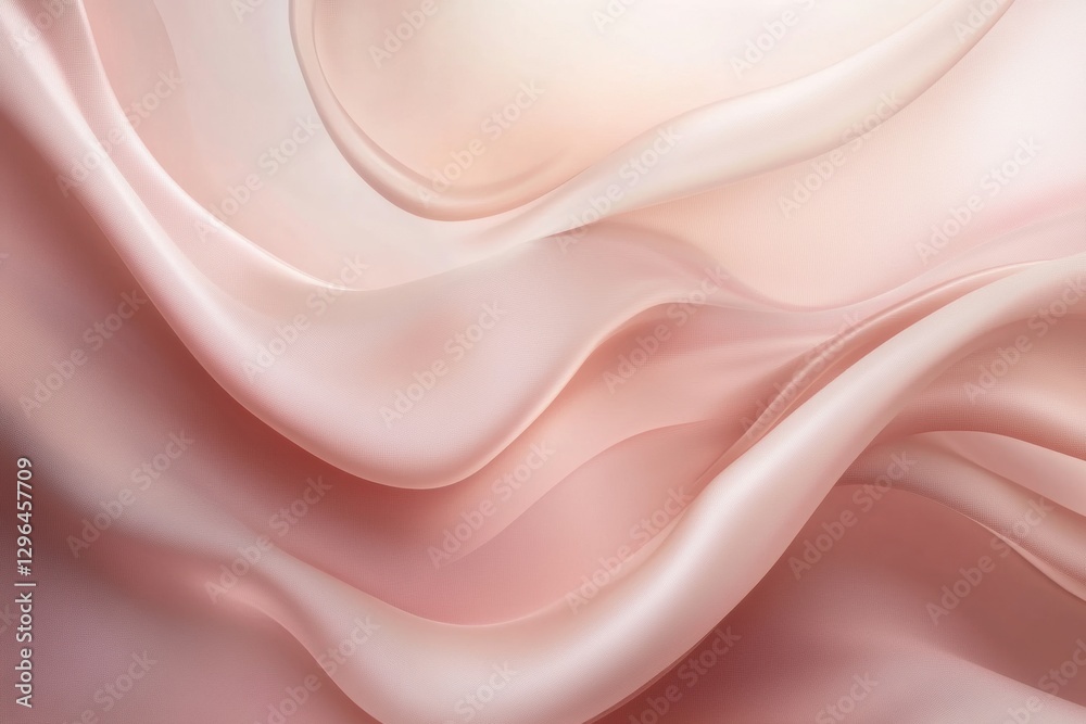 Leinwandbilder soft pink silk fabric draped elegantly in flowing patterns under soft light in a serene setting. gen