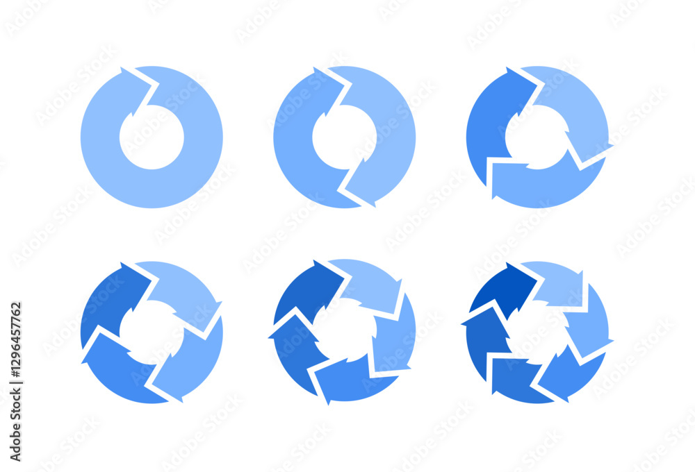 Fototapete circular arrows for cycle infographics. diagram consisting of sections or steps. vector set isolated