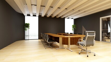 wooden office meeting room for company logo mockup