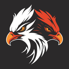 Dual Eagle Head Vector Illustration