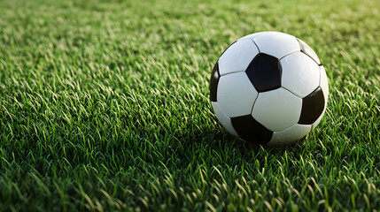 Obraz premium Soccer football ball on green grass