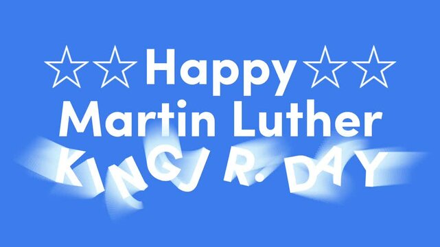 Happy martin luther king jr day animation on blue background