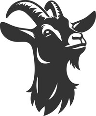 Goat tilting its head, ears flopping animal silhouette vector