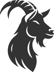 Obraz premium Goat tilting its head, ears flopping animal silhouette vector
