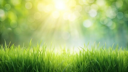 Fototapeta premium Vibrant Green Grass Blades Against a Softly Blurred Sunny Background Ideal for Spring or Summer Designs and Projects