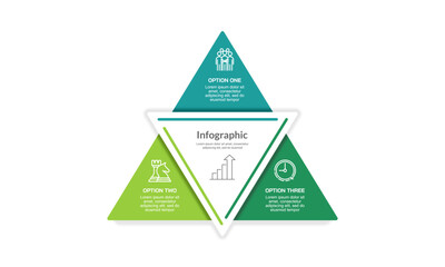 3 Option triangle infographic. Presentation, Report, Information and Data. Vector illustration.