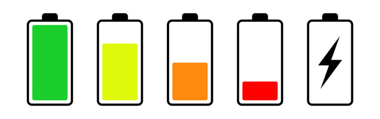 Vector isolated Battery icon set in color