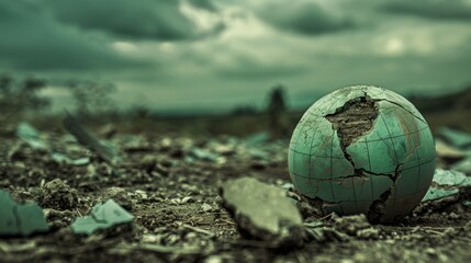 A shattered globe representing global fragility, crises, and ongoing conflicts worldwide