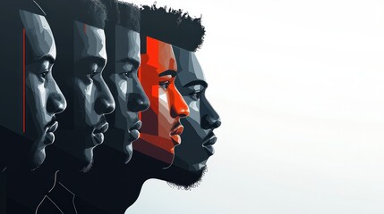 Profile portraits of men, side view, abstract style, for social media
