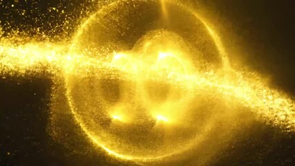 Text 700k shape created from golden light particles on black background