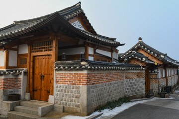 Fototapeta premium View at the Bukchon Hanok village on Seoul, South Korea