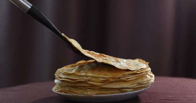 lots of delicious, mouth-watering pancakes with  for Russian Maslenitsa
