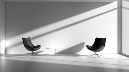 Modern minimalist office chairs meeting sunlight