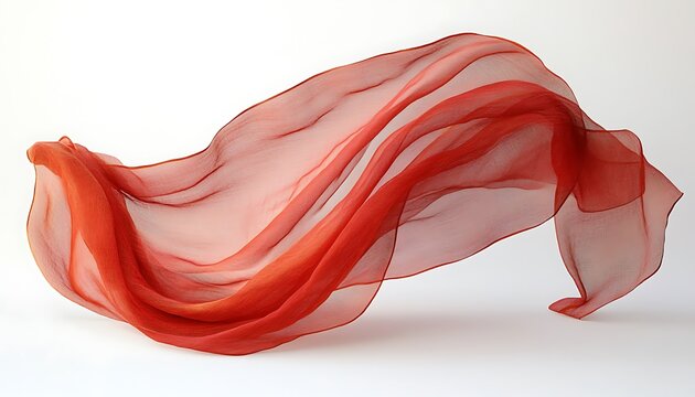 Red silk flowing, white background