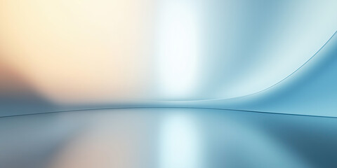Futuristic abstract motion blur with blue color, glow warm light ray in perspective view. Soft smooth shape line, fade of color gradient. Empty space suit for modern future technology background.