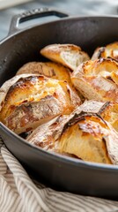 Rustic village bread with a golden crust baked in a Dutch oven