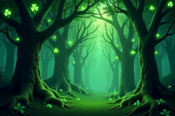 A vibrant St. Patrick’s Day-themed background featuring lush green clovers, Irish culture, and good luck concepts. Ideal for use in greeting cards, banners, and festive designs..