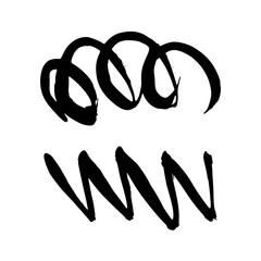 Black Brush strokes isolated on white background. Dry Brush Strokes and Scratches Retro Grunge Background. Vector brush stroke texture. Black ink, paint splatter.