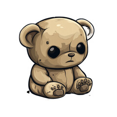 Obraz premium Cute Cartoon Bear Illustration with Transparent Background Copy Space