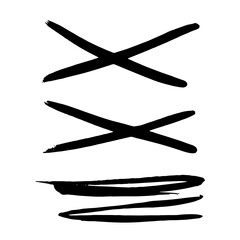 Black Brush strokes isolated on white background. Dry Brush Strokes and Scratches Retro Grunge Background. Vector brush stroke texture. Black ink, paint splatter.