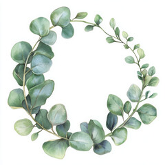 Illustration painted boho style of eucalyptus wreath evokes natural beauty