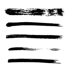 Black Brush strokes isolated on white background. Dry Brush Strokes and Scratches Retro Grunge Background. Vector brush stroke texture. Black ink, paint splatter.