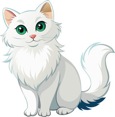 Obraz premium A white cat vector illustration 