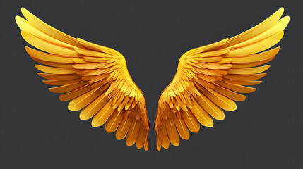 Fototapeta premium Golden wings, simple background 