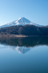 冬の河口湖と富士山