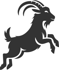 Goat doing a little hop with all four hooves in the air animal silhouette vector