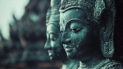 Sacred Temple Statues with Intricate Carvings