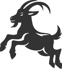 Goat doing a little hop with all four hooves in the air animal silhouette vector