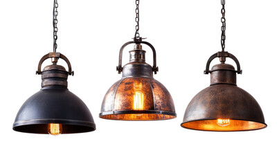 old vintage industrial light isolated on white background