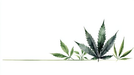 Fototapeta premium A vibrant collection of cannabis leaves showcasing their unique shapes and rich green colors against a light background.