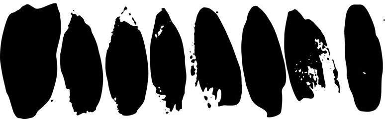 Black Brush strokes isolated on white background. Dry Brush Strokes and Scratches Retro Grunge Background. Vector brush stroke texture. Black ink, paint splatter.
