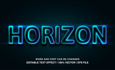 text effect horizon neon blue typeface