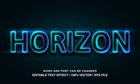 text effect horizon neon blue typeface