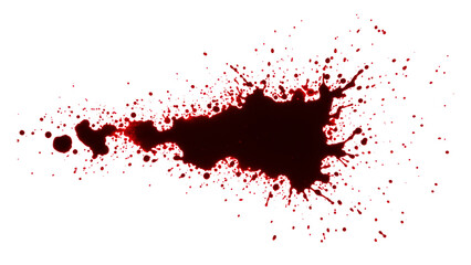 Realistic blood stain splashes, isolated on white and transparent background, perfect for horror concepts