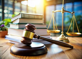 Gavel, Scales of Justice, Legal Documents:  Illustrating Due Process in Civil & Criminal Law