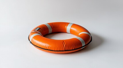 Orange life preserver on plain background