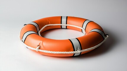 Orange life preserver on white background (1)