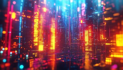 A protest for renewable energy with glowing holographic banners and neon-lit digital activism, representing environmental issues, Futuristic, Digital Art, Vivid colors