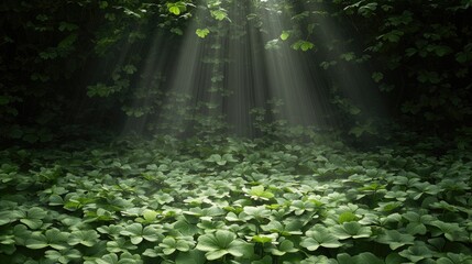 A collection of four-leaf clovers in the foreground brings luck into a soft green gradient backdrop, perfect for St