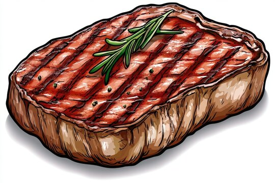 grilled steak with rosemary, food, delicious clip art preview