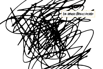 Ink brush strokes background. Grunge Brush strokes Background. Grunge texture Background. Abstract Black and white grunge texture. Vector brush stroke texture. Black ink, paint splatter.