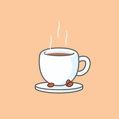 A Cup of Hot Coffee Vector Cartoon Illustration
