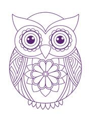 Owl Filled with Intricate Mandala Patterns – Adult Coloring Page on White Background