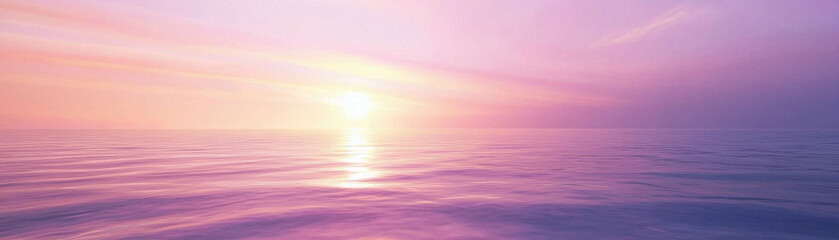 Obraz premium serene sunset over calm waters creates dreamy atmosphere with soft pink and purple hues reflecting on surface. tranquil scene evokes feelings of peace and relaxation